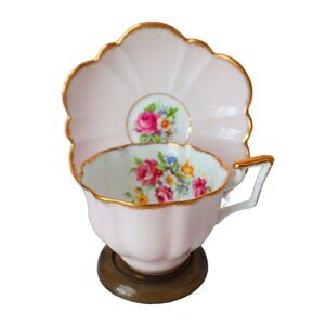 Vintage Salisbury Pink Floral Tea Cup and Saucer Teacup Tea Party Cottage Core